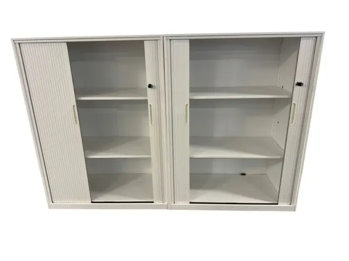 Mobel Milano tambour cupboard white secondhand Auckland